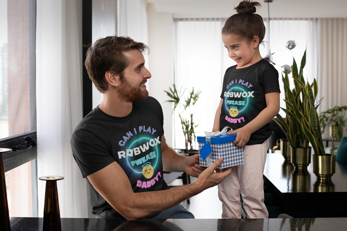 "Can I Play Robwox, Pwease Daddy?" - Gildan 64000 Unisex Half Sleeve T-Shirt