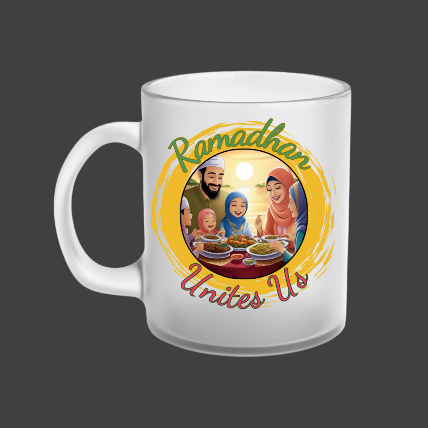 Ramadhan Unites Us - Frosted Glass Coffee Mug, 11oz / 0.33l